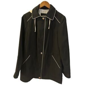Braetan Hooded Rain All Weather Black And Tan Jacket Size M